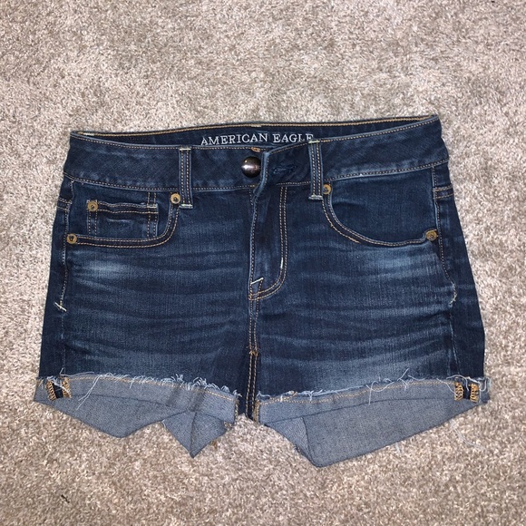 American Eagle Shortie Blue Jean shorts size 0 - Picture 2 of 12